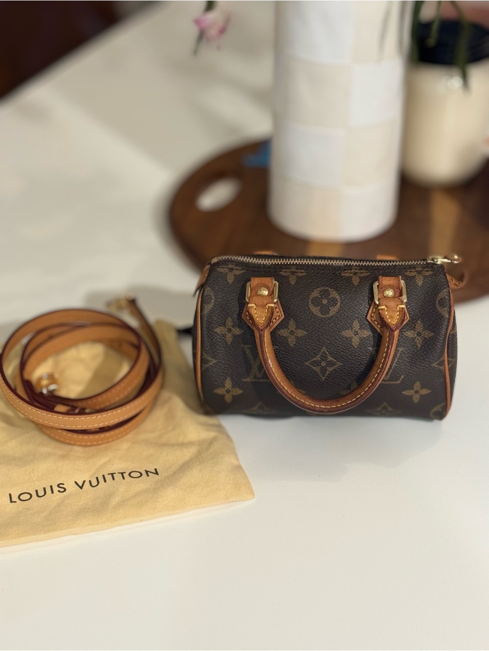 Louis Vuitton Monogram Mini Speedy in Brown with Vachetta Trim